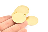 Brass Round Tag, 6 Raw Brass Round Stamping Blanks With 1 Hole, Charms, Pendants, Findings (30x1mm) D867