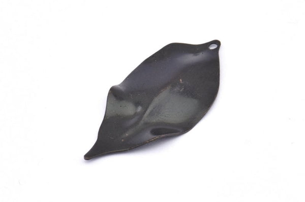 Black Leaf Charm, 12 Oxidized Brass Black Leaf Charms With 1 Hole, Earrings (35x16x0.40mm) D0572 S890