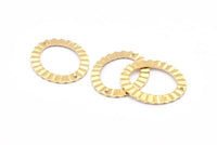 Brass Oval Charm, 6 Raw Brass Wavy Oval Connectors With 2 Holes, Findings (33x28x1mm) D917