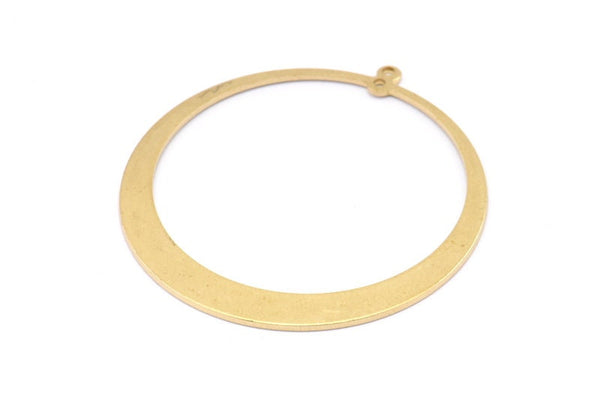 Brass Circle Charm, 6 Raw Brass Circle Charm With 2 Loops, Earrings, Findings (48x45x1mm) D870