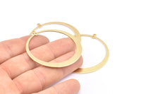 Brass Circle Charm, 6 Raw Brass Circle Charm With 2 Loops, Earrings, Findings (48x45x1mm) D870