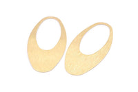 Brass Ellipse Charm, 6 Raw Brass Textured Ellipse Shape Stamping Blank Charms Without Hole, Findings (49x24x0.70mm) D0814