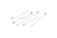 Silver Eye Pins, 12 Antique Silver Plated Brass Hammered Paddle Eye Pins Customize Size  (20-25-30-35-40-45-55-60mm) Bs-1215 H0728