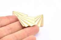 Brass Fan Charm, 12 Raw Brass Fan Shaped Charm Earrings With 1 Hole, Findings (35x27x0.50mm) D0740