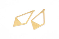 Brass Diamond Charm, 24 Raw Brass Rhombus Charms With 1 Loop, Earrings, Findings (36x16x10,80m) D0709