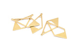 Brass Diamond Charm, 24 Raw Brass Rhombus Charms With 1 Loop, Earrings, Findings (36x16x10,80m) D0709