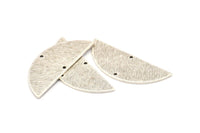 Silver Half Moon, 4 Antique Silver Plated Brass Textured Semi Circle Blanks With 2 Holes, Charms, Earrings, Pendants (39x15x1mm) D0800 H0773