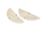 Silver Half Moon, 4 Antique Silver Plated Brass Textured Semi Circle Blanks With 2 Holes, Charms, Earrings, Pendants (39x15x1mm) D0800 H0773