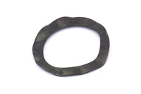 Black Connector Rings, 6 Oxidized Black Brass Wavy Connector Rings (37mm) D0591 S891