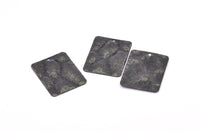 Black Square Charm, 6 Oxidized Black Brass Textured Square Charms With 1 Hole, Earrings, Findings (25x20mm) D0566 H0717 S892