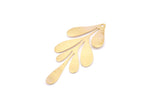 Brass Leaf Charm, 12 Raw Brass Textured Leaf Charm Earrings With 1 Hole, Findings (62x26x0.60mm) D0680