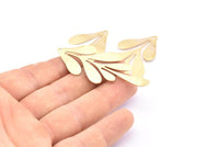 Brass Leaf Charm, 12 Raw Brass Textured Leaf Charm Earrings With 1 Hole, Findings (62x26x0.60mm) D0680