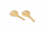 Brass Key Charm, 12 Raw Brass Key Charms With 1 Hole, Earrings, Pendants, Findings (33x15x0.80mm)  D864