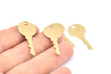 Brass Key Charm, 12 Raw Brass Key Charms With 1 Hole, Earrings, Pendants, Findings (33x15x0.80mm)  D864