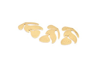 Brass Leaf Charm, 24 Raw Brass Leaf Charm Earrings With 1 Hole, Findings (21x13x0.80mm) D879