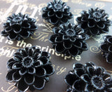 4 Pcs Black 19 Mm Chrysanthemum Cabochon