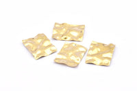 Brass Wavy Rectangle, 12 Raw Brass Wavy Rectangle Charms With 1 Hole, Earrings, findings (24x19x0.60mm) D869