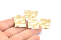 Brass Wavy Rectangle, 12 Raw Brass Wavy Rectangle Charms With 1 Hole, Earrings, findings (24x19x0.60mm) D869