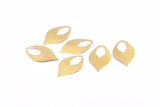 Brass Leaf Charm, 50 Raw Brass Leaf Charms Without Hole, Findings (22x13x0.50mm) D873
