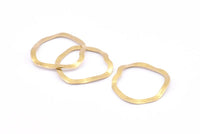 Brass Circle Charm, 24 Raw Brass Wavy Circle Charms Without Hole, Earrings, Findings (29x28x0.60mm) D0718
