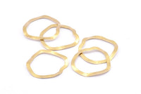 Brass Circle Charm, 24 Raw Brass Wavy Circle Charms Without Hole, Earrings, Findings (29x28x0.60mm) D0718