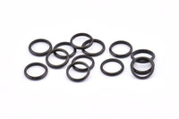 Black Rings - 24 Oxidized Brass Black Rings (10-11mm) A0234 S899