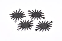 Black Sunny Connector, 6 Oxidized Brass Black Textured Sunny Connectors With 2 Loops (27x22x1mm) D0559 S906