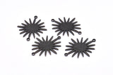 Black Sunny Connector, 6 Oxidized Brass Black Textured Sunny Connectors With 2 Loops (27x22x1mm) D0559 S906