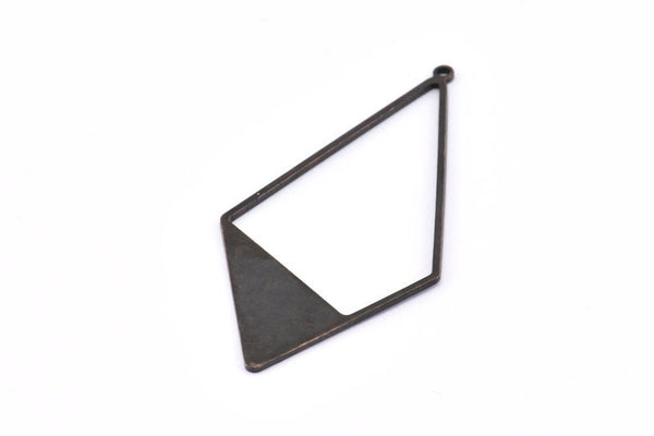 Black Diamond Charm, 6 Oxidized Brass Black Diamond Charms With 1 Loop, Pendants, Findings (56x27.5mm) E017 S898