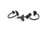Black Ring Settings, 2 Oxidized Brass Black Moon And Planet Ring With 1 Stone Setting - Pad Size 6mm R053 S905