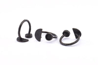 Black Ring Settings, 2 Oxidized Brass Black Moon And Planet Ring With 1 Stone Setting - Pad Size 6mm R053 S905