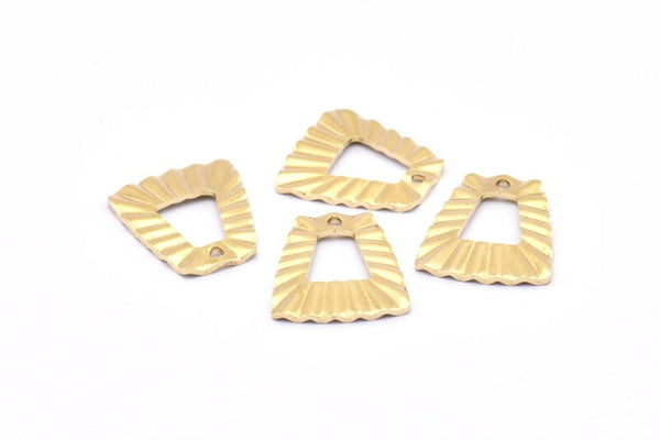 Brass Trapezoid Charm, 12 Raw Brass Trapezoid Charms With 1 Hole, Earrings, Findings (21x20x1mm) D883