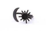 Black Ring Settings, 2 Oxidized Brass Black Moon And Sun Ring With 1 Stone Setting - Pad Size 6mm R052 S904