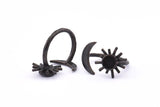 Black Ring Settings, 2 Oxidized Brass Black Moon And Sun Ring With 1 Stone Setting - Pad Size 6mm R052 S904