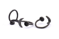 Black Ring Settings, 3 Oxidized Brass Black Moon And Planet Ring With 1 Stone Setting - Pad Size (6.2mm) BS 1964 S903