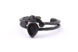 Black Ring Settings, 3 Oxidized Brass Black Drop Ring With 1 Stone Setting - Pad Size 6x4mm D0214 S902