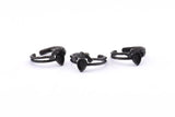 Black Ring Settings, 3 Oxidized Brass Black Drop Ring With 1 Stone Setting - Pad Size 6x4mm D0214 S902