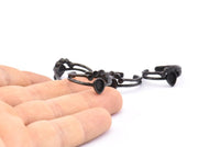 Black Ring Settings, 3 Oxidized Brass Black Drop Ring With 1 Stone Setting - Pad Size 6x4mm D0214 S902