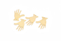 Brass Hand Charms, 24 Raw Brass Textured Hand Charms With 1 Hole (25x17x0.80mm) D0655
