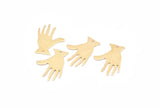 Brass Hand Charms, 24 Raw Brass Textured Hand Charms With 1 Hole (25x17x0.80mm) D0655