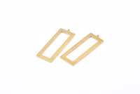 Brass Rectangle Charm, 8 Raw Brass Rectangle Charms With 1 Loop, Earrings, Pendants, Findings (40x15x1mm) D0682