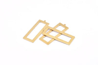 Brass Rectangle Charm, 8 Raw Brass Rectangle Charms With 1 Loop, Earrings, Pendants, Findings (40x15x1mm) D0682