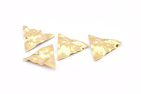Brass Triangle Charm, 12 Raw Brass Wavy Triangle Charms With 1 Hole, Earrings, Findings (22x0.60mm) D0791