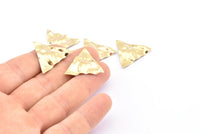 Brass Triangle Charm, 12 Raw Brass Wavy Triangle Charms With 1 Hole, Earrings, Findings (22x0.60mm) D0791