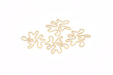 Brass Leaf Charm, 24 Raw Brass Leaf Connectors Without Hole, Pendants, Findings (26x21x0.60mm) D0776