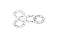 Silver Bohemian Connector Ring, 24 Antique Silver Plated Brass Connector Rings (21mm) A0667 H0750