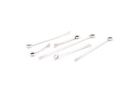 Silver Eye Pins, 12 Antique Silver Plated Brass Hammered Paddle Eye Pins Customize Size  (20-25-30-35-40-45-55-60mm) Bs-1215 H0728