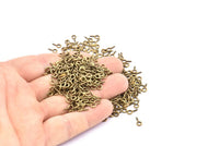 Screw Eye Pin, 100 Antique Brass Screw Hook Eye Pins (8x4mm) A1050