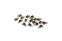 Cord End Clasp, 100 Antique Brass Cord End Clasps With 1 Loop, Findings (9x3mm) A1095