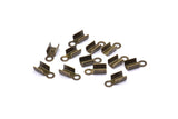 Cord End Clasp, 100 Antique Brass Cord End Clasps With 1 Loop, Findings (9x3mm) A1095